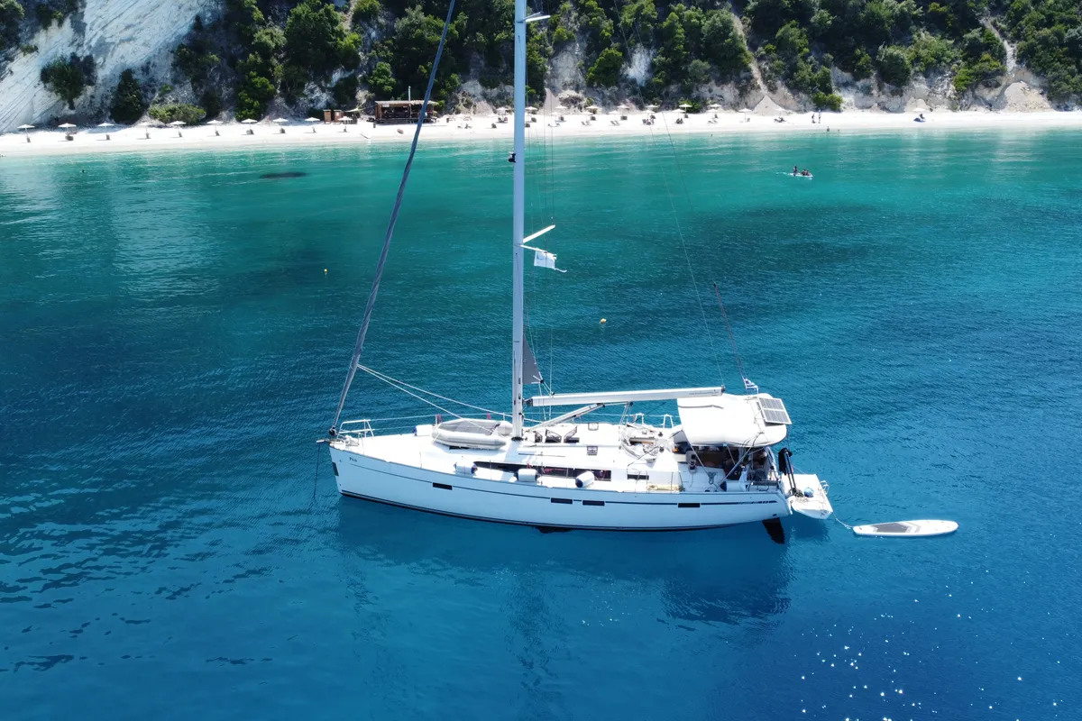 Exterior view of Rea (Refit 2022), a Bavaria 46 Cruiser sailboat at Municipal Unit of Lefkada, Greece