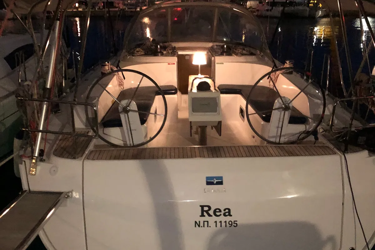 Cockpit of Rea (Refit 2022), a Bavaria 46 Cruiser sailboat at Municipal Unit of Lefkada, Greece