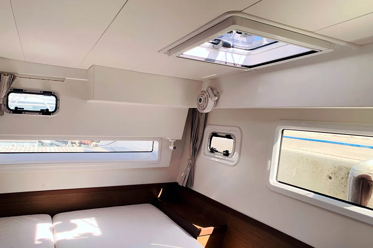 Cabin on Mayialena, a Lagoon 42 catamaran at Athens, Greece