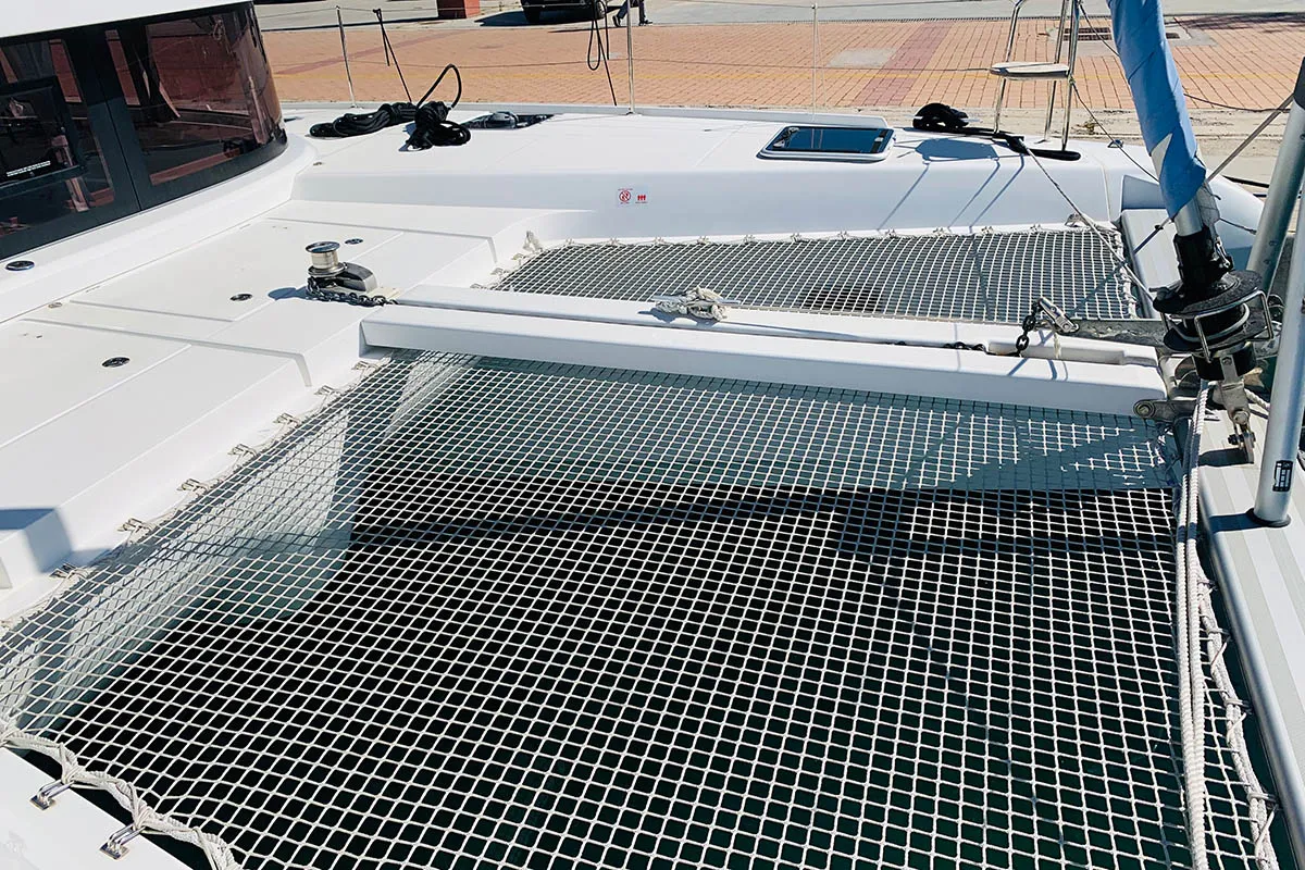 Deck of Mayialena, a Lagoon 42 catamaran at Athens, Greece