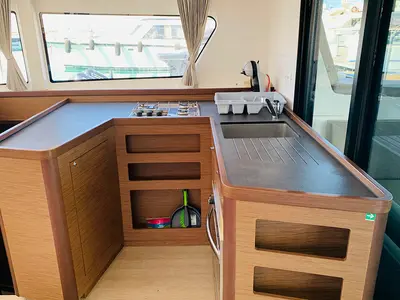 Galley of Mayialena, a Lagoon 42 catamaran at Athens, Greece