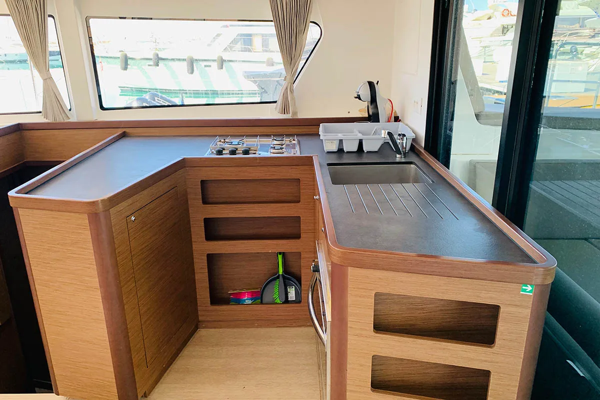 Galley of Mayialena, a Lagoon 42 catamaran at Athens, Greece