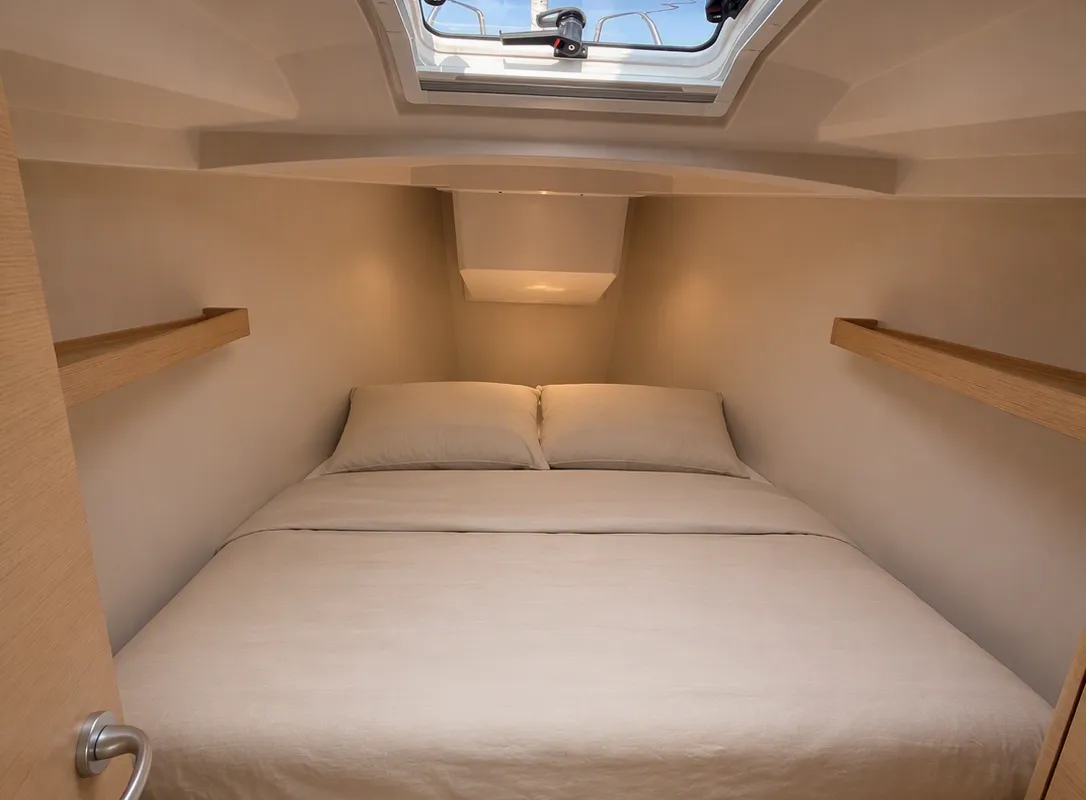 Cabin on Monsoon, a Hanse 348 sailboat at Ajaccio, France
