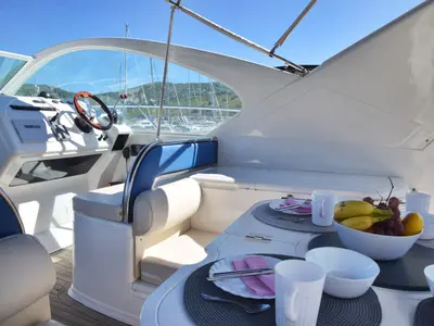 Cockpit of H.I.T., a Fairline Boats Fairlane Targa 48 motorboat at Primošten, Croatia