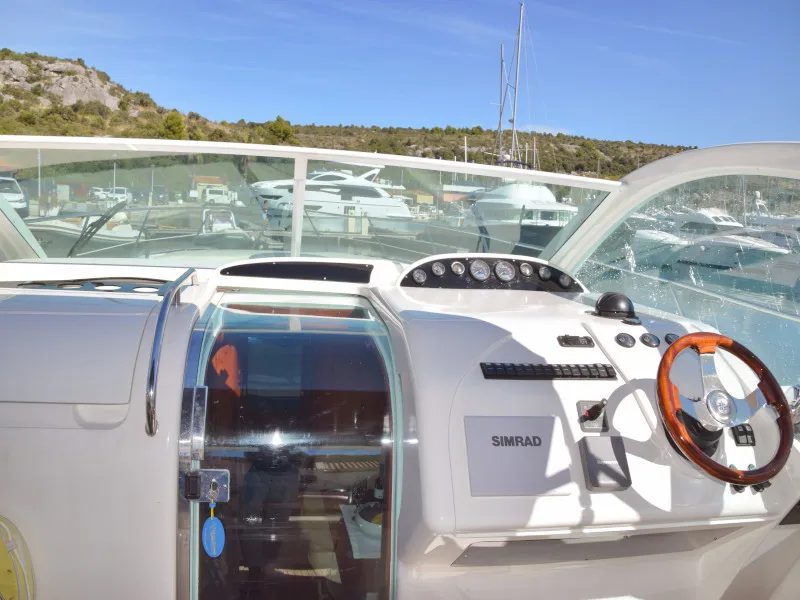 Cockpit of H.I.T., a Fairline Boats Fairlane Targa 48 motorboat at Primošten, Croatia