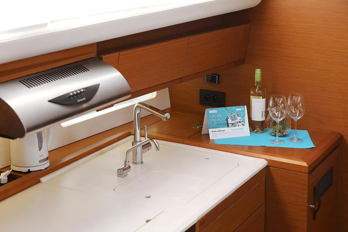 Galley of Mary-Lu, a Jeanneau 54 sailboat at Grad Trogir, Croatia