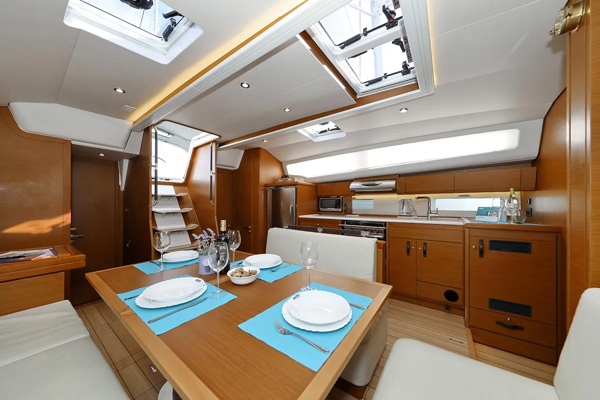 Salon of Mary-Lu, a Jeanneau 54 sailboat at Grad Trogir, Croatia
