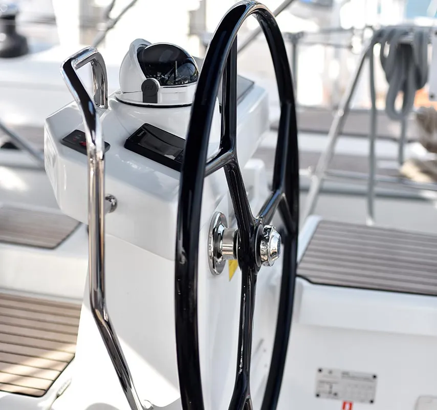 Cockpit of Mary-Lu, a Jeanneau 54 sailboat at Grad Trogir, Croatia