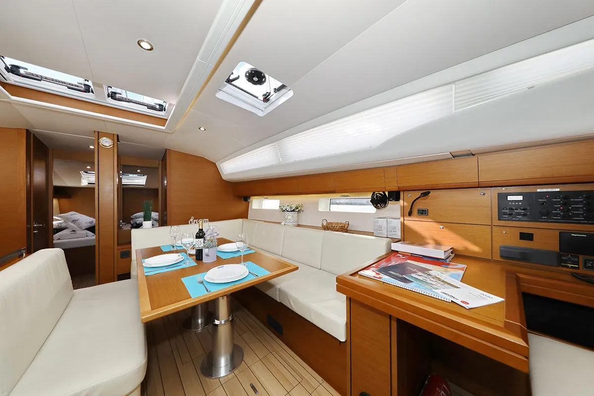 Salon of Mary-Lu, a Jeanneau 54 sailboat at Grad Trogir, Croatia