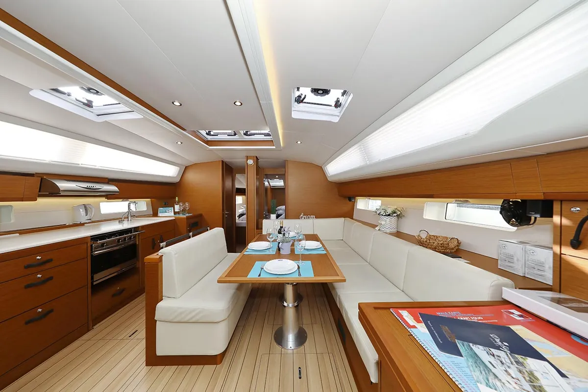 Salon of Mary-Lu, a Jeanneau 54 sailboat at Grad Trogir, Croatia