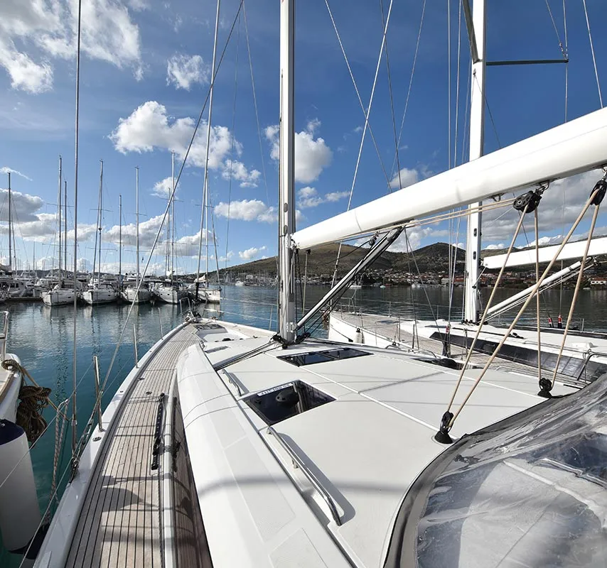Exterior view of Mary-Lu, a Jeanneau 54 sailboat at Grad Trogir, Croatia