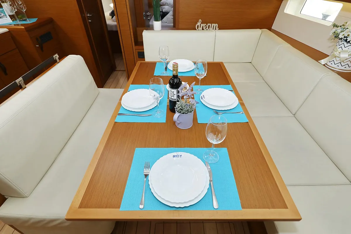 Salon of Mary-Lu, a Jeanneau 54 sailboat at Grad Trogir, Croatia