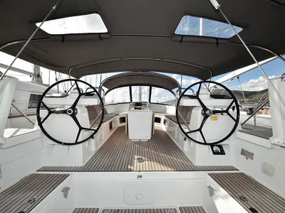 Cockpit of Mary-Lu, a Jeanneau 54 sailboat at Grad Trogir, Croatia