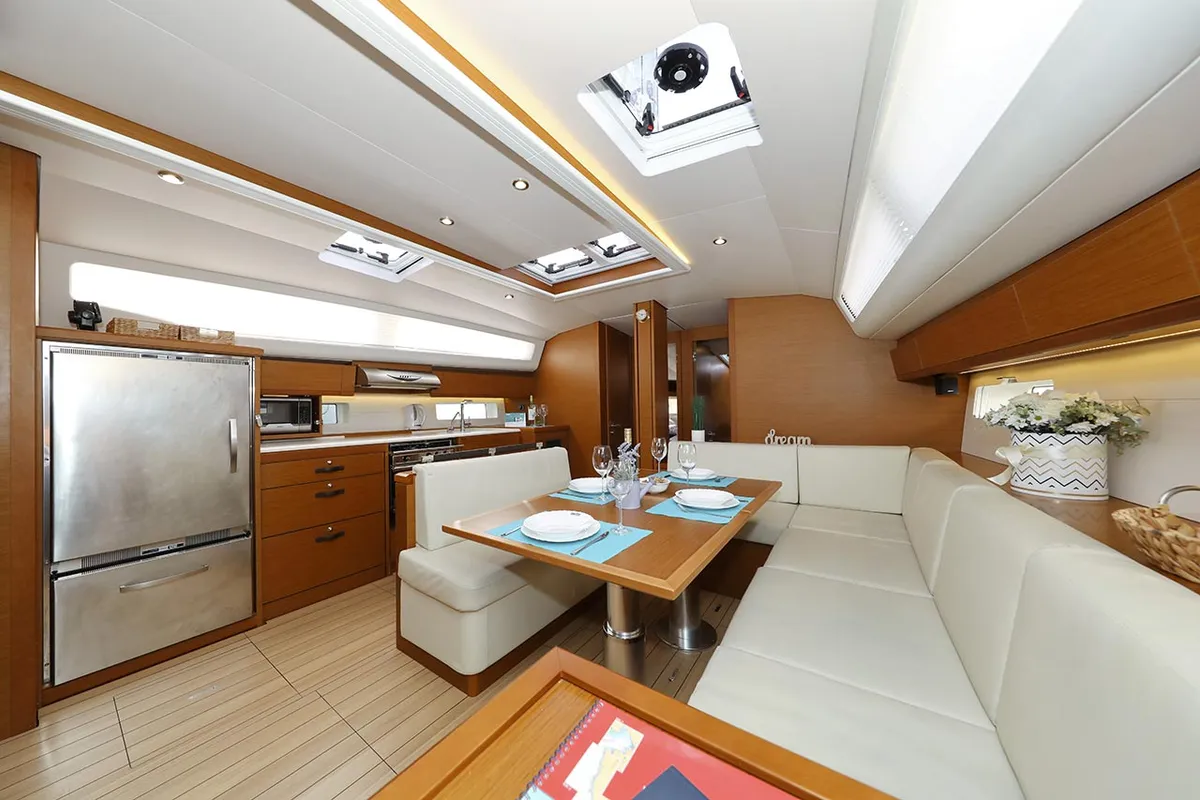 Salon of Mary-Lu, a Jeanneau 54 sailboat at Grad Trogir, Croatia