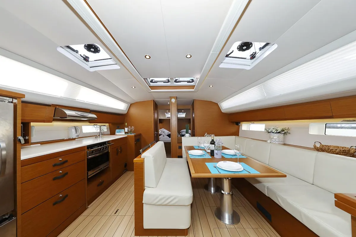 Salon of Mary-Lu, a Jeanneau 54 sailboat at Grad Trogir, Croatia