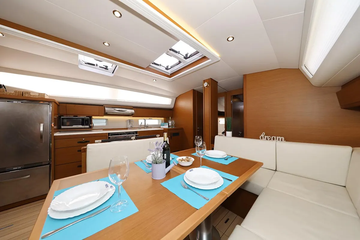 Salon of Mary-Lu, a Jeanneau 54 sailboat at Grad Trogir, Croatia