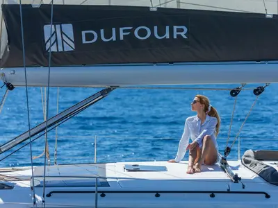 Deck of Pura Vida, a Dufour 530 sailboat at Road Town, British Virgin Islands