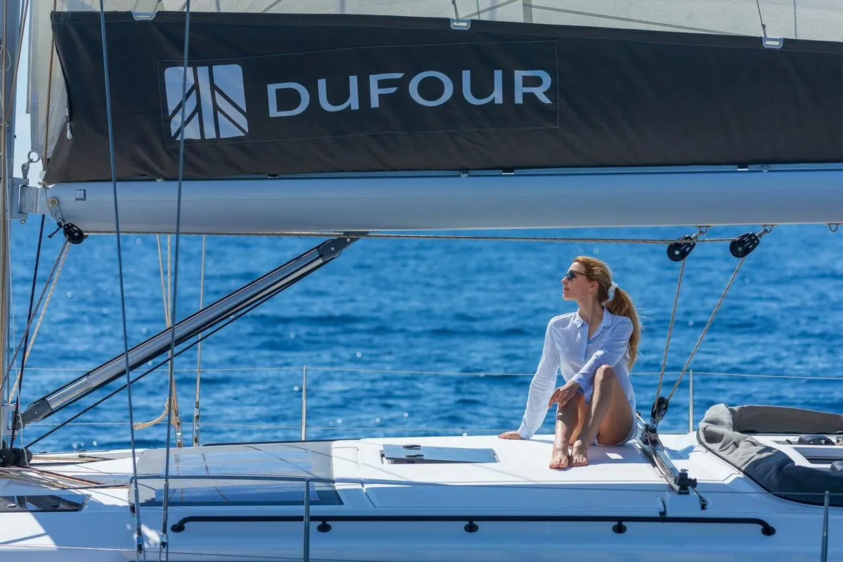 Deck of Pura Vida, a Dufour 530 sailboat at Road Town, British Virgin Islands