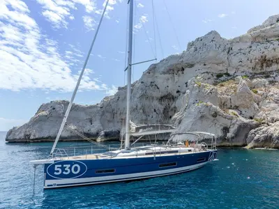 Exterior view of Pura Vida, a Dufour 530 sailboat at Road Town, British Virgin Islands