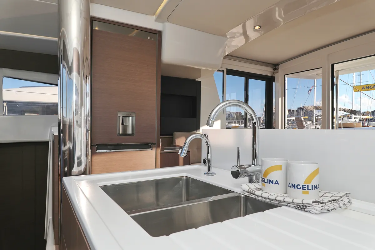 Galley of Hubble, a Bali 4.2 catamaran at Grad Biograd na Moru, Croatia