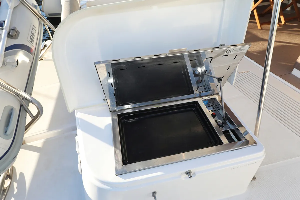 Deck of Hubble, a Bali 4.2 catamaran at Grad Biograd na Moru, Croatia