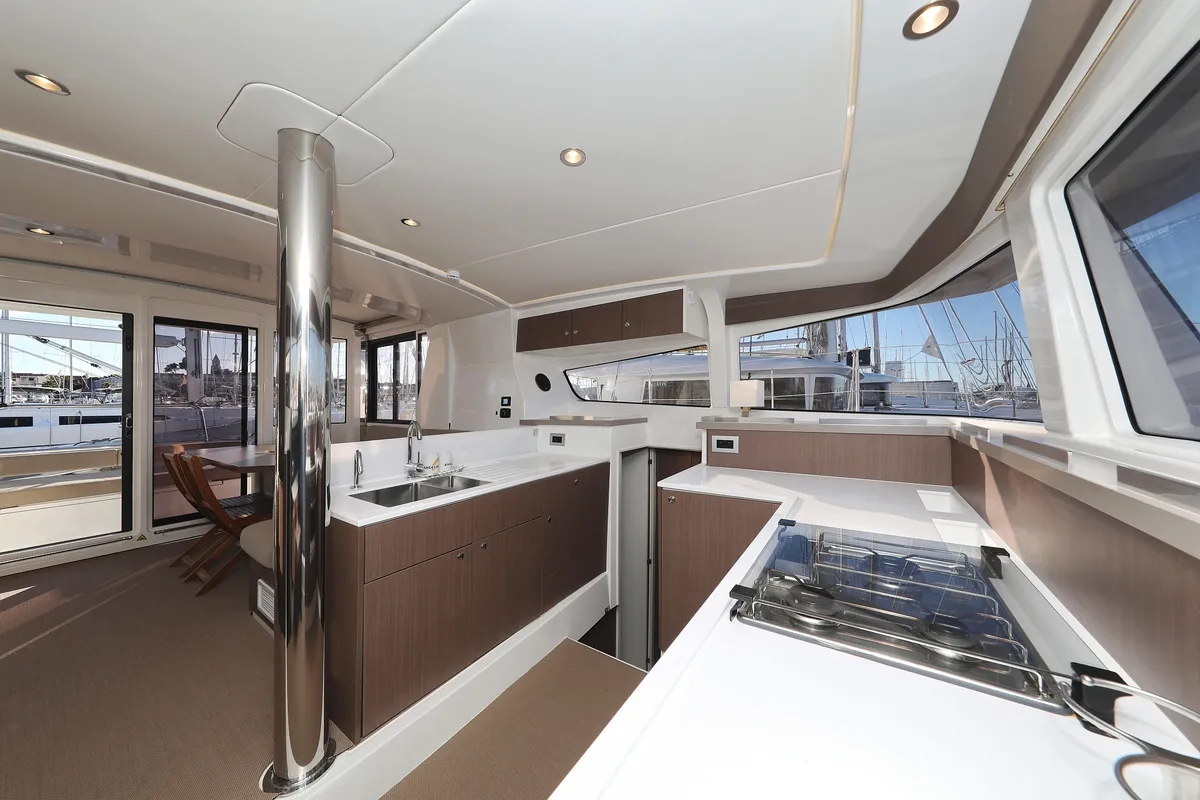 Galley of Hubble, a Bali 4.2 catamaran at Grad Biograd na Moru, Croatia