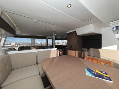 Salon of Hubble, a Bali 4.2 catamaran at Grad Biograd na Moru, Croatia