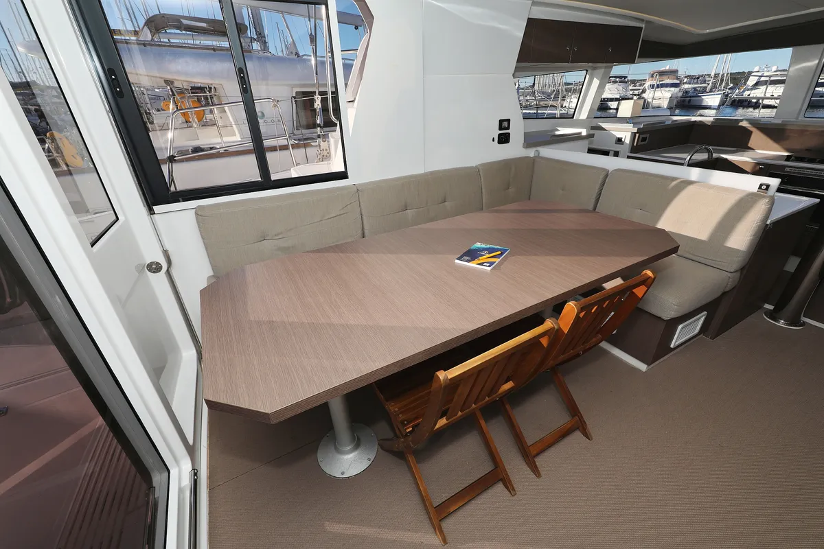 Salon of Hubble, a Bali 4.2 catamaran at Grad Biograd na Moru, Croatia