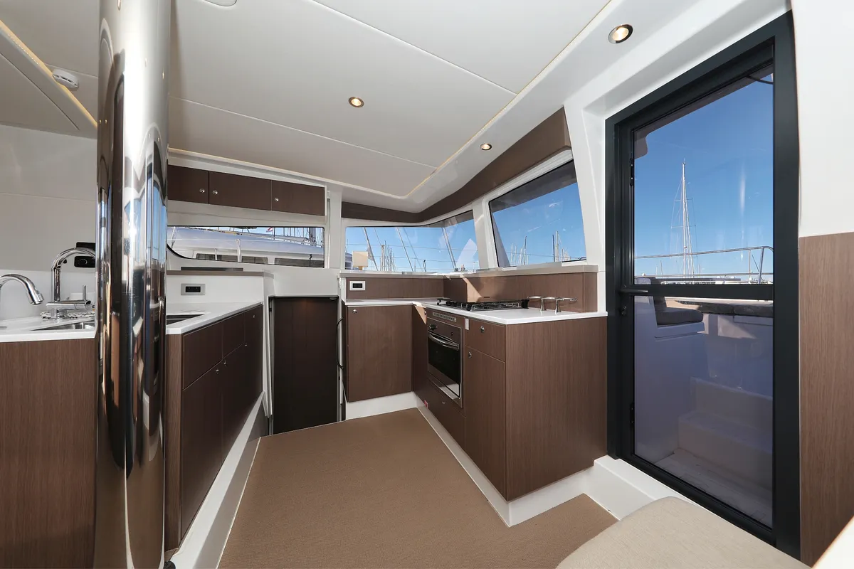 Galley of Hubble, a Bali 4.2 catamaran at Grad Biograd na Moru, Croatia