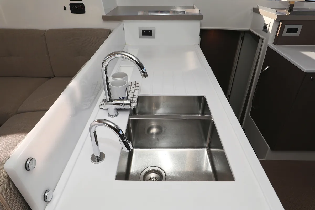 Galley of Hubble, a Bali 4.2 catamaran at Grad Biograd na Moru, Croatia