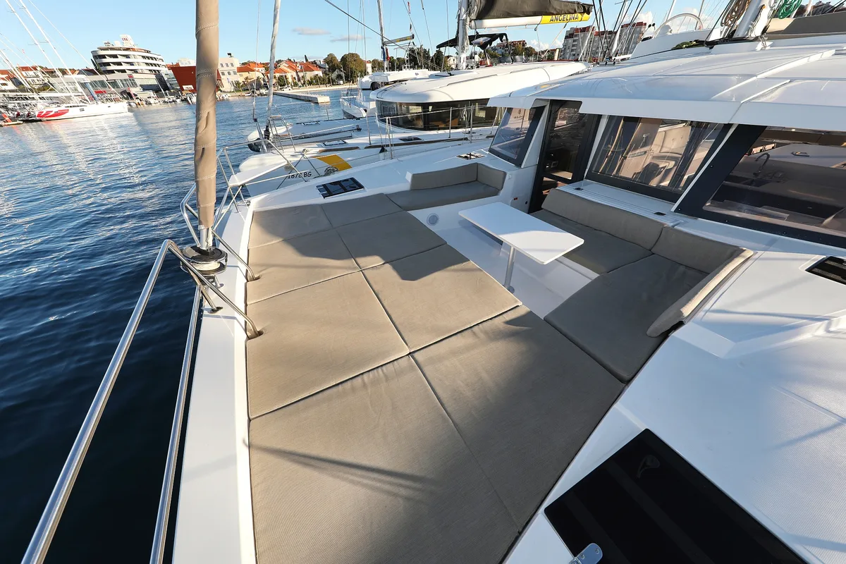 Deck of Hubble, a Bali 4.2 catamaran at Grad Biograd na Moru, Croatia