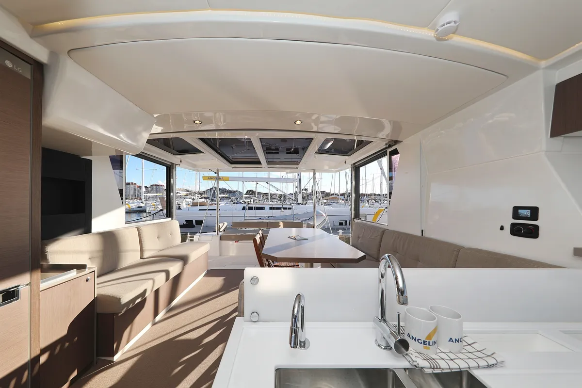 Salon of Hubble, a Bali 4.2 catamaran at Grad Biograd na Moru, Croatia