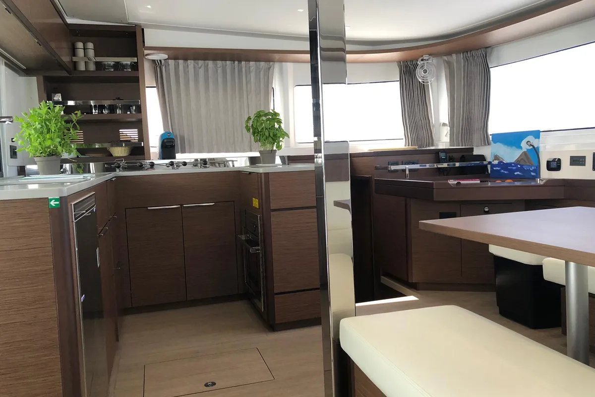 Arianna, a Lagoon 46 Fly catamaran at Capo d'Orlando, Italy