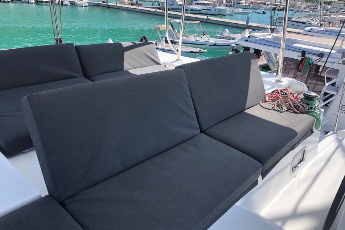 Arianna, a Lagoon 46 Fly catamaran at Capo d'Orlando, Italy