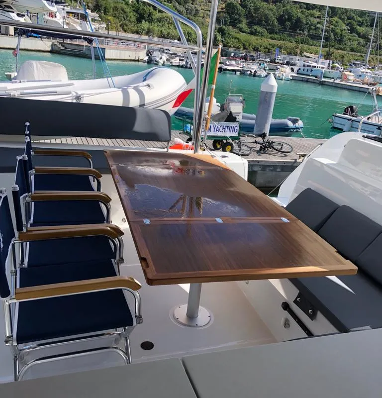 Arianna, a Lagoon 46 Fly catamaran at Capo d'Orlando, Italy