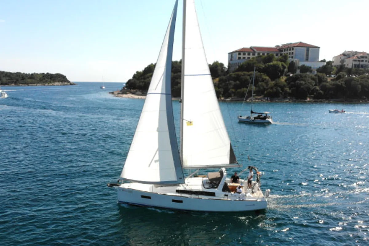 Exterior view of Olli, a Beneteau Oceanis 38 sailboat at Grad Pula, Croatia