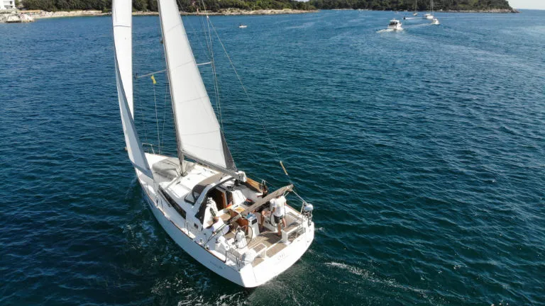 Exterior view of Olli, a Beneteau Oceanis 38 sailboat at Grad Pula, Croatia