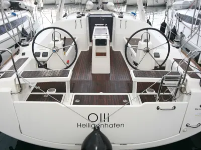 Cockpit of Olli, a Beneteau Oceanis 38 sailboat at Grad Pula, Croatia