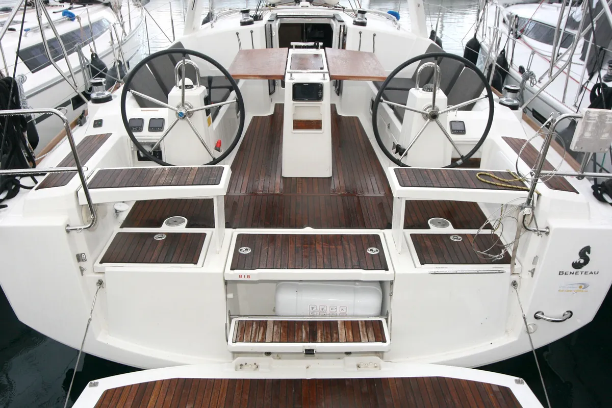 Cockpit of Olli, a Beneteau Oceanis 38 sailboat at Grad Pula, Croatia