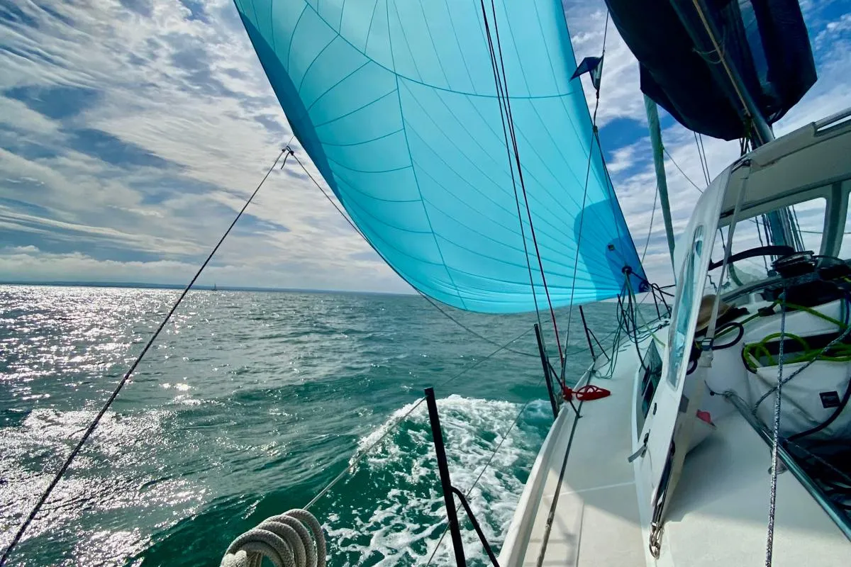 Deck of Silver Wave, a Pogo 36 sailboat at La Trinité-sur-Mer, France