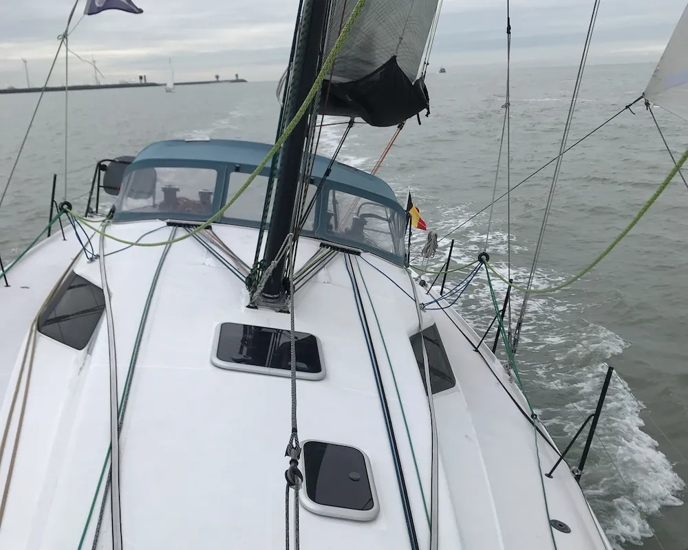 Deck of Silver Wave, a Pogo 36 sailboat at La Trinité-sur-Mer, France