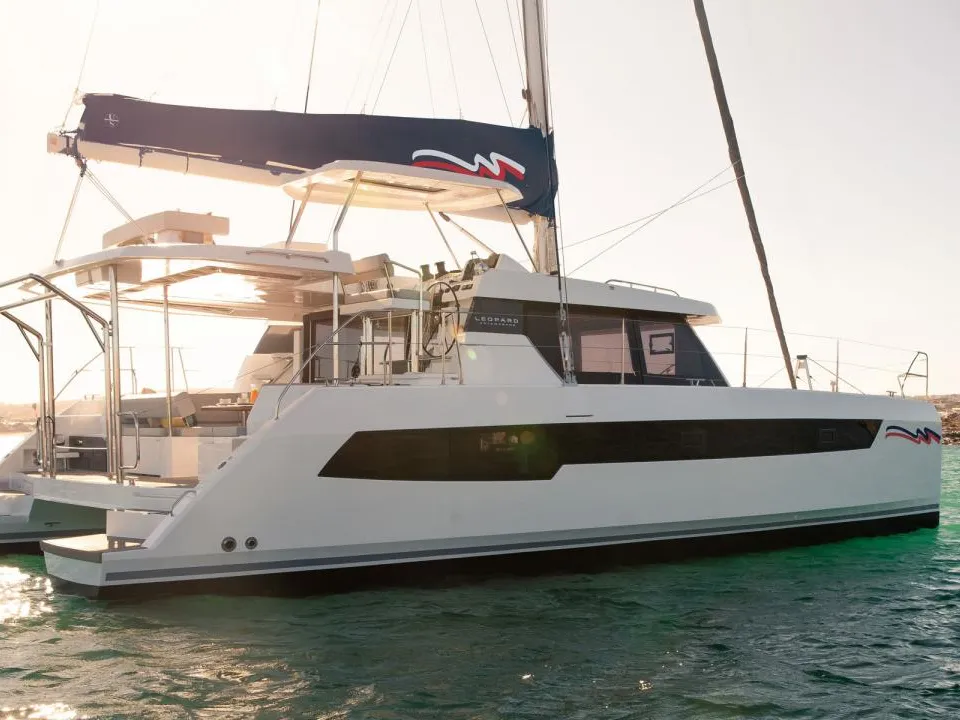 Exterior view of Leopard 42, a catamaran at Placencia, Belize
