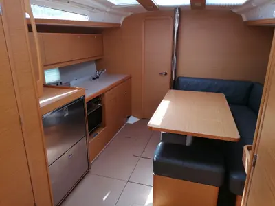 Galley of Parbleu, a Dufour 390 Grand Large sailboat at Capo d'Orlando, Italy