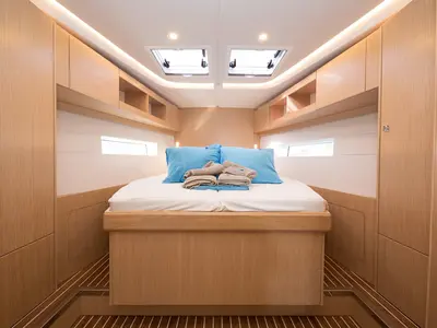Cabin on Tanguera, a Bavaria C45 sailboat at Marmaris, Turkey