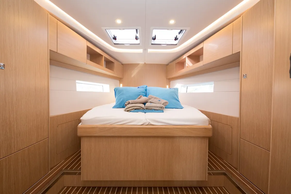 Cabin on Tanguera, a Bavaria C45 sailboat at Marmaris, Turkey