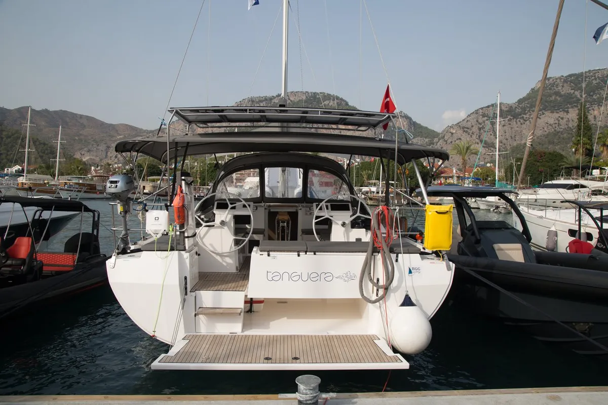 Cockpit of Tanguera, a Bavaria C45 sailboat at Marmaris, Turkey