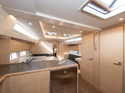 Galley of Tanguera, a Bavaria C45 sailboat at Marmaris, Turkey