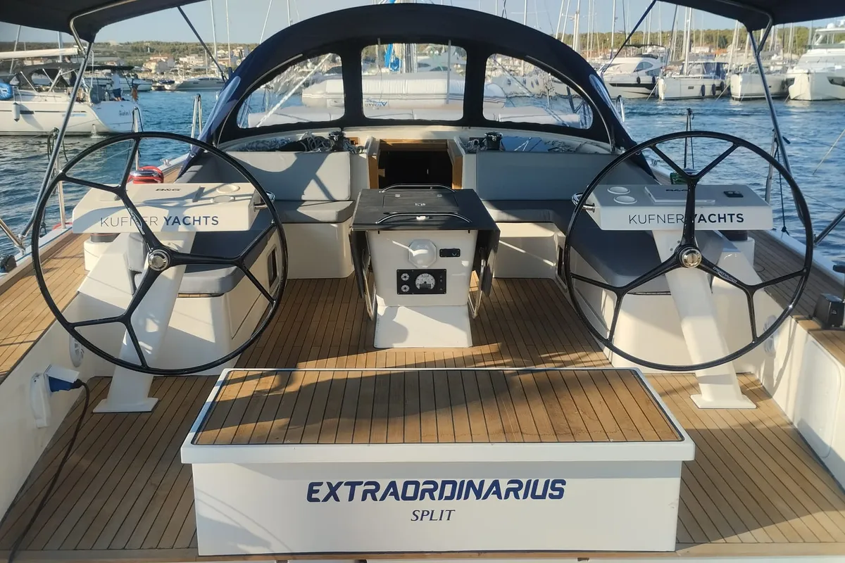 Cockpit of Extraordinarius, a D&D Kufner 54 Exclusive sailboat at Trogir, Croatia