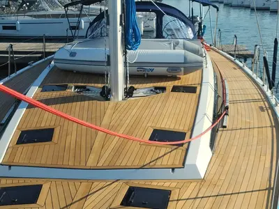 Deck of Extraordinarius, a D&D Kufner 54 Exclusive sailboat at Trogir, Croatia