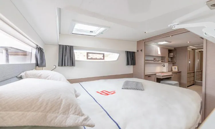 Cabin on Diadem, a Fountaine Pajot Elba 45 catamaran at Grad Trogir, Croatia